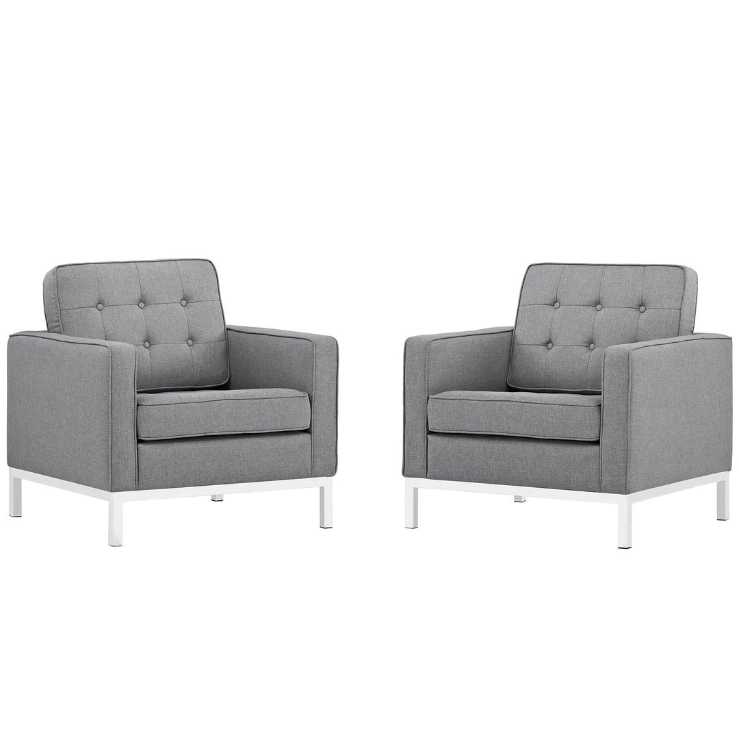 Modway Loft Armchairs Upholstered Fabric Set Of 2 Light Gray 1 Modway Loft Armchairs Upholstered Fabric Set Of 2 Light Gray