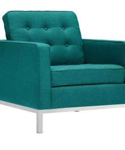 Modway Loft Armchairs Upholstered Fabric Set Of 2 Teal