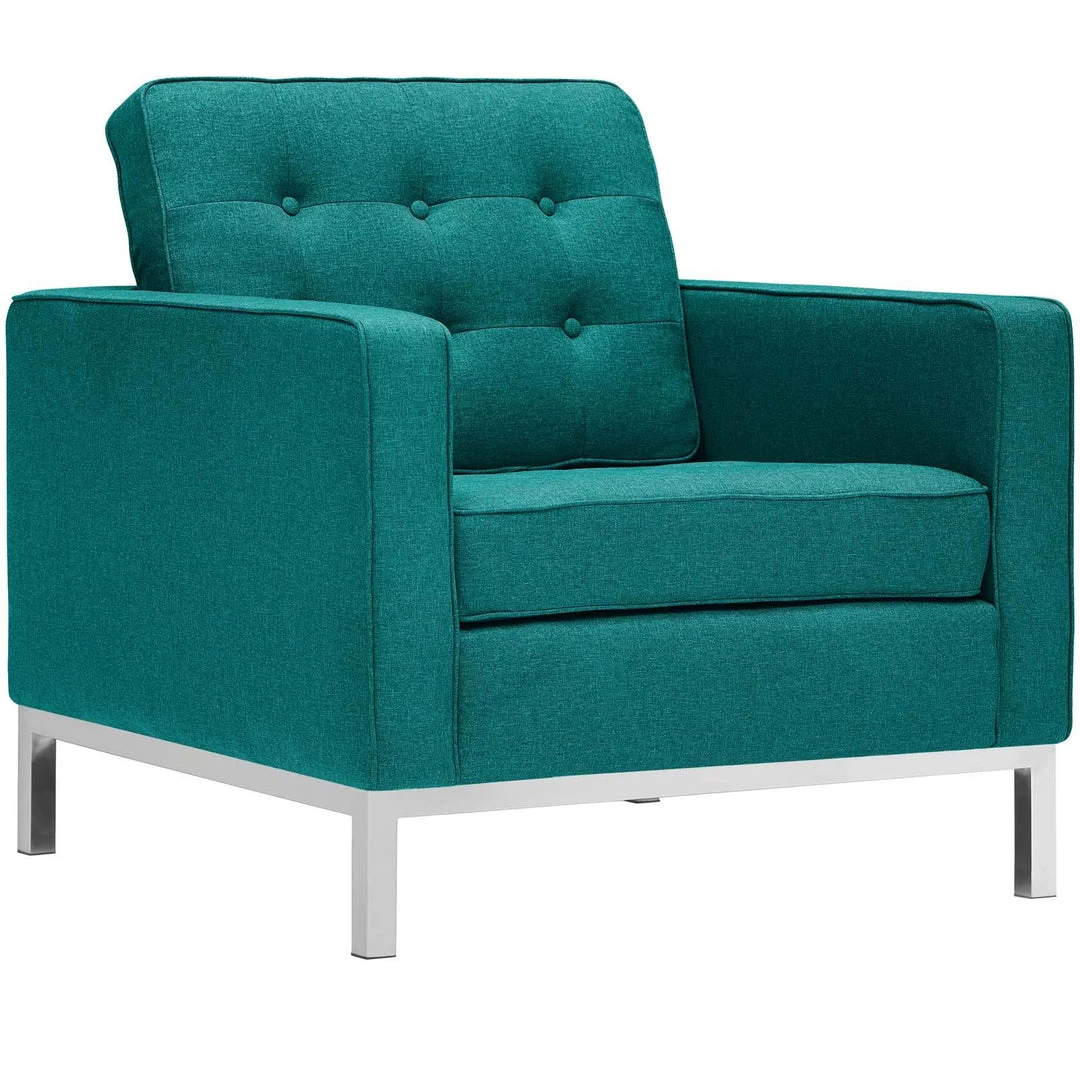 Modway Loft Armchairs Upholstered Fabric Set Of 2 Teal 2 Modway Loft Armchairs Upholstered Fabric Set Of 2 Teal