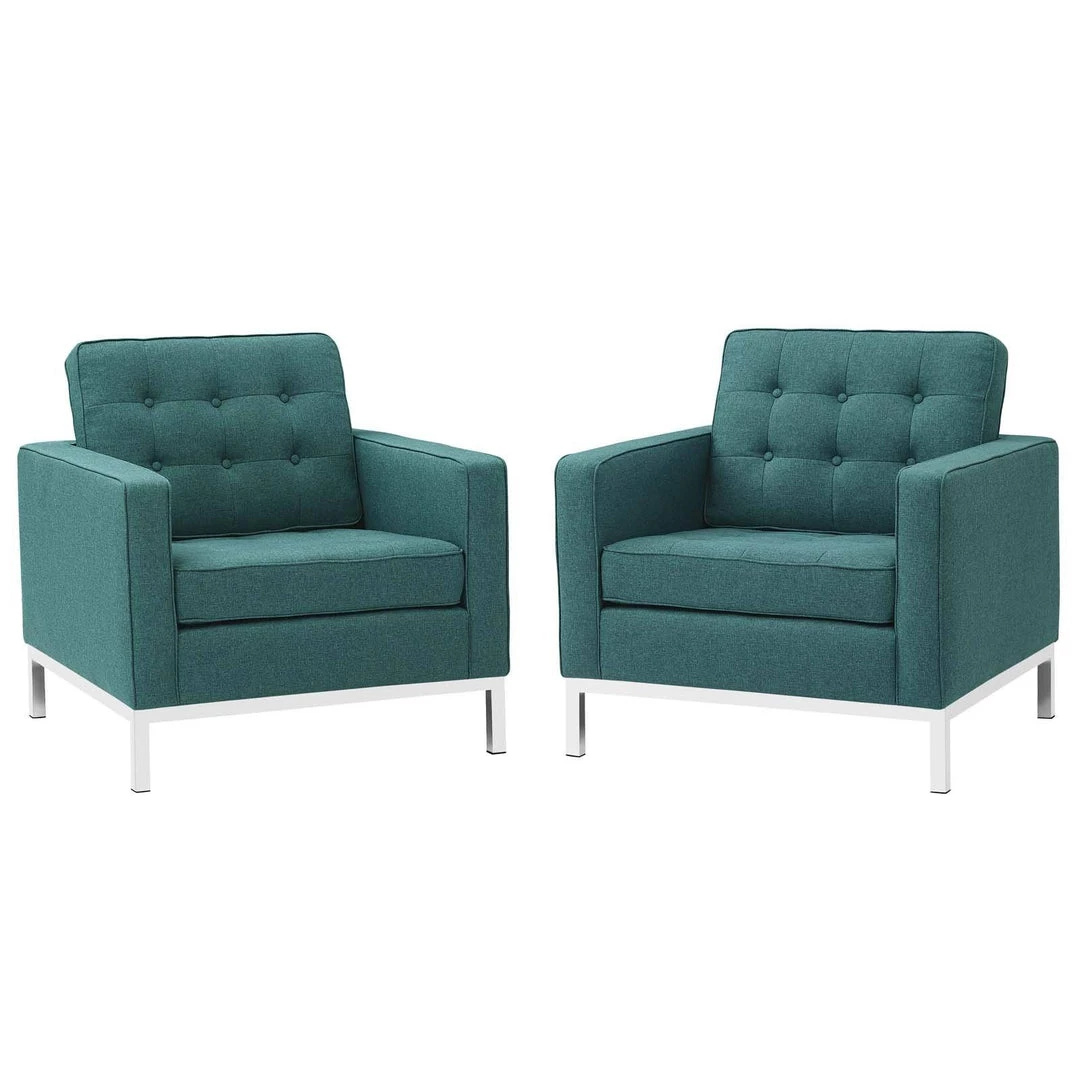 Modway Loft Armchairs Upholstered Fabric Set Of 2 Teal 1 Modway Loft Armchairs Upholstered Fabric Set Of 2 Teal