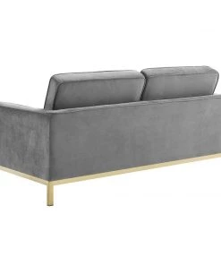 Modway Loft Gold Stainless Steel Leg Performance Velvet Loveseat Gold Gray