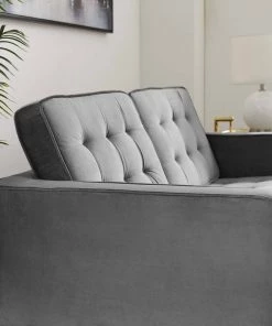 Modway Loft Gold Stainless Steel Leg Performance Velvet Loveseat Gold Gray