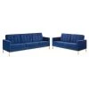 Modway Loft Gold Stainless Steel Leg Performance Velvet Sofa And Loveseat Set Gold Navy Living Room Sets