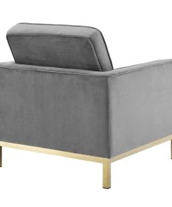 Modway Armchairs Loft Gold Stainless Steel Performance Velvet Armchair Gold Gray