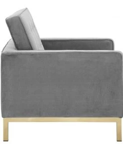 Modway Armchairs Loft Gold Stainless Steel Performance Velvet Armchair Gold Gray