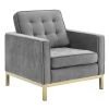Modway Armchairs Loft Gold Stainless Steel Performance Velvet Armchair Gold Gray