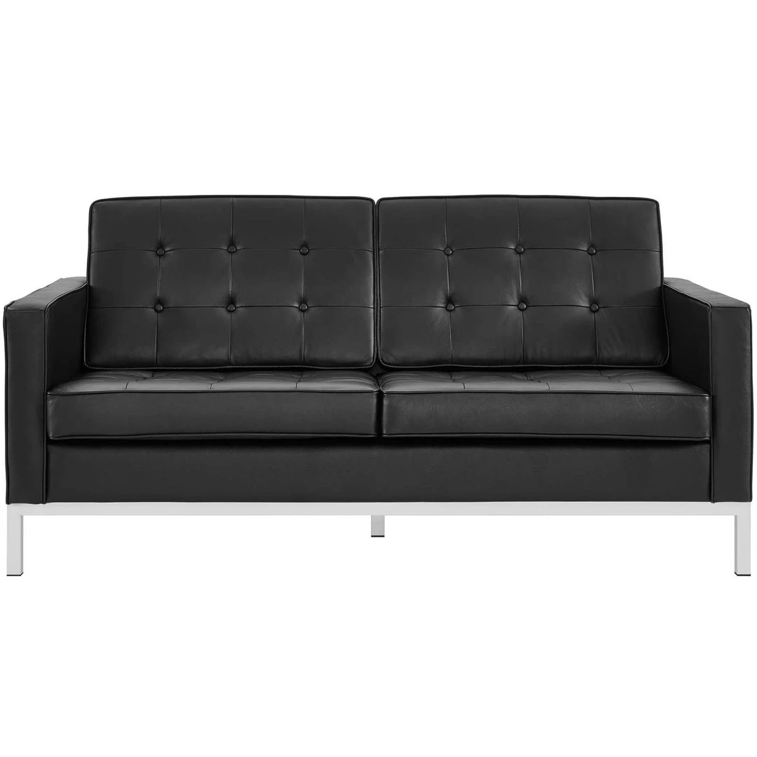 Modway Loveseats Loft Leather Loveseat Black 3 Modway Loveseats Loft Leather Loveseat Black