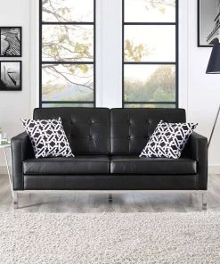 Modway Loveseats Loft Leather Loveseat Black 8 Modway Loveseats Loft Leather Loveseat Black