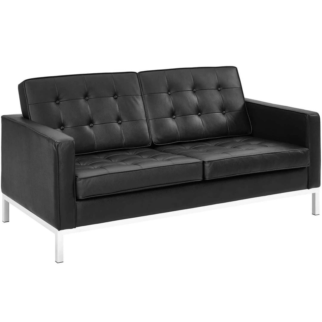 Modway Loveseats Loft Leather Loveseat Black 1 Modway Loveseats Loft Leather Loveseat Black