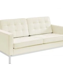 Modway Loveseats Loft Leather Loveseat Cream White