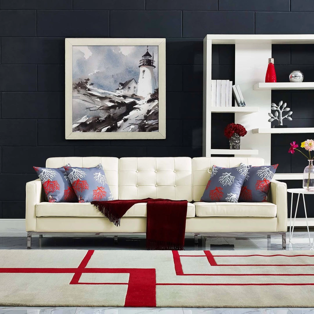 Modway Loft Leather Sofa Cream White 4 Modway Loft Leather Sofa Cream White