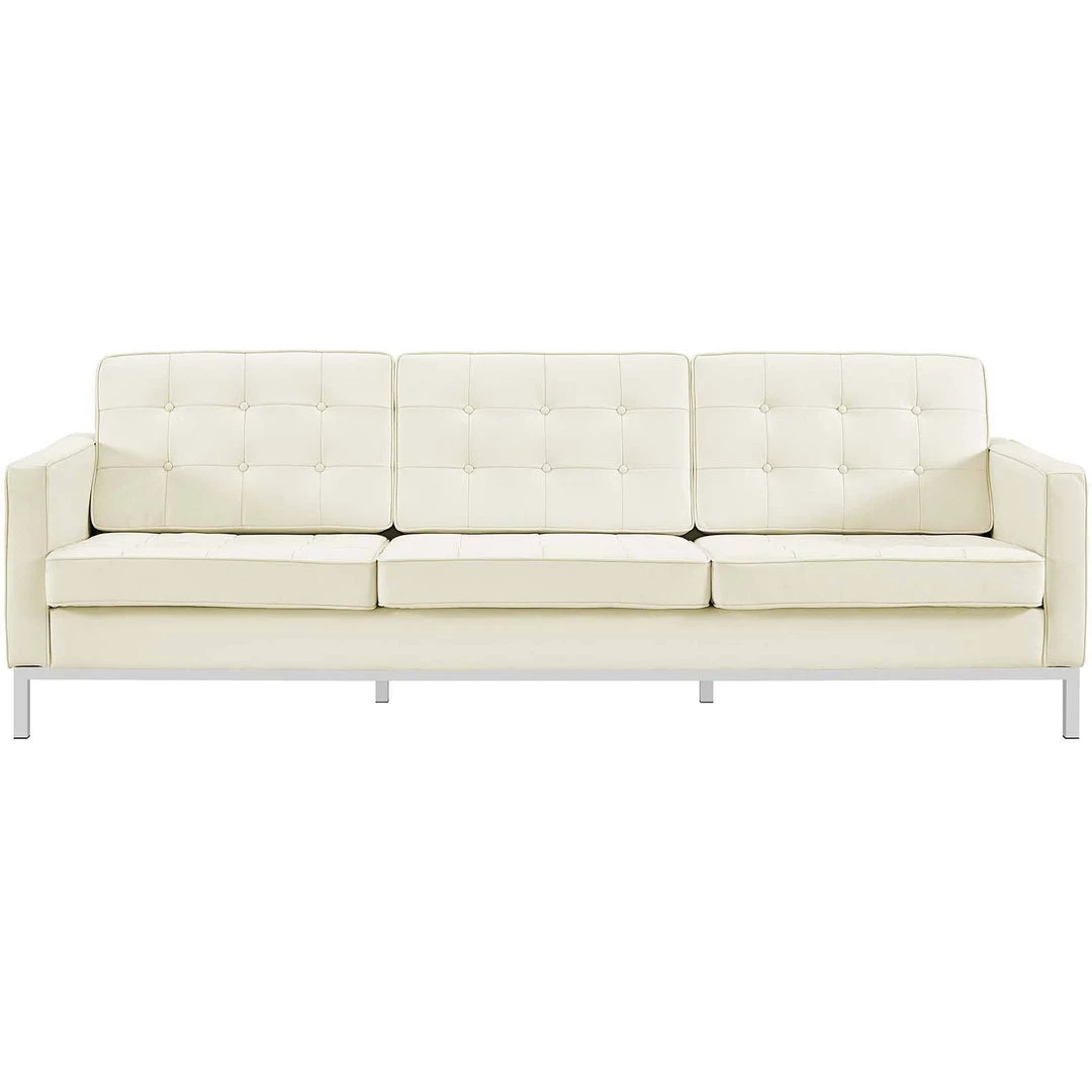 Modway Loft Leather Sofa Cream White 3 Modway Loft Leather Sofa Cream White