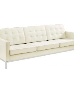 Modway Loft Leather Sofa Cream White