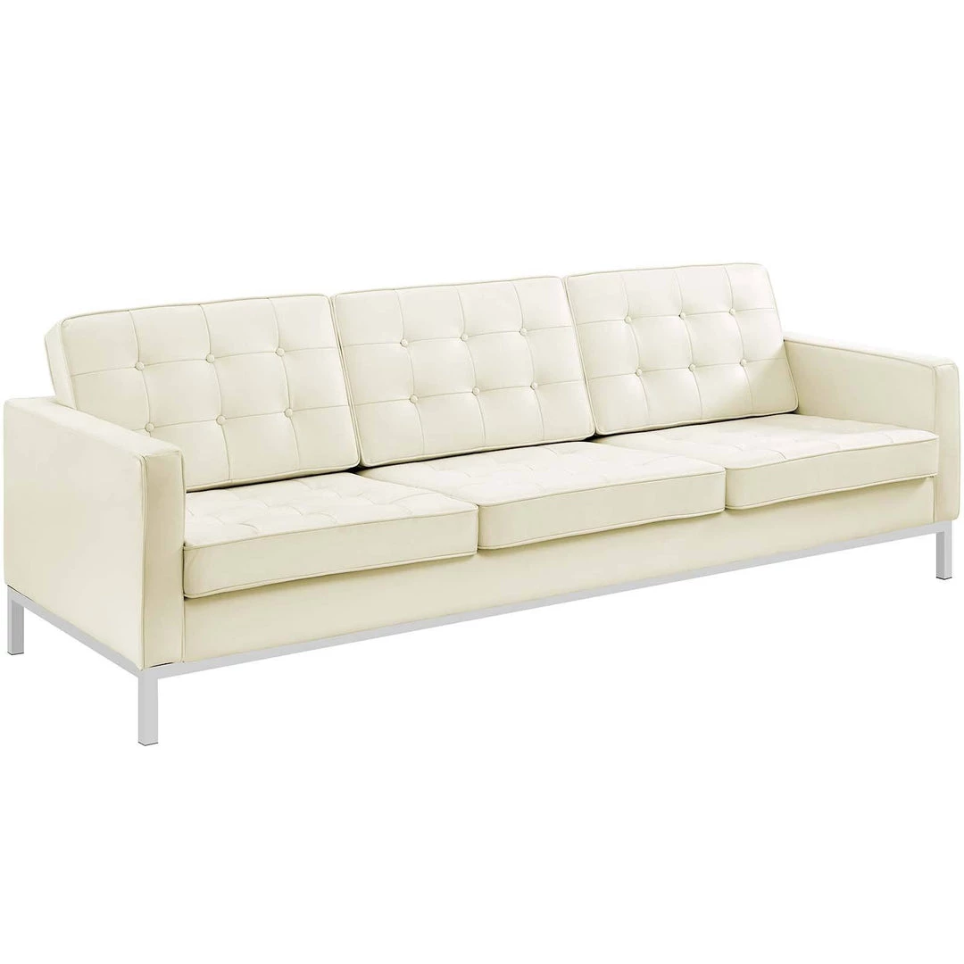 Modway Loft Leather Sofa Cream White 1 Modway Loft Leather Sofa Cream White