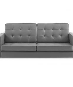 Modway Loft Tufted Upholstered Faux Leather Loveseat Silver Gray Loveseats