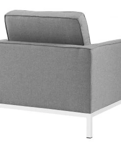 Modway Armchairs Loft Upholstered Fabric Armchair Light Gray