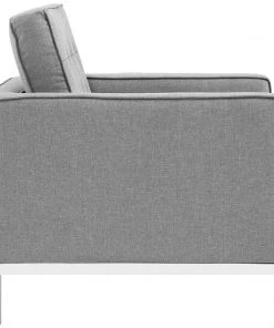 Modway Armchairs Loft Upholstered Fabric Armchair Light Gray