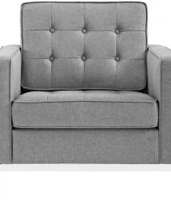 Modway Armchairs Loft Upholstered Fabric Armchair Light Gray