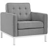Modway Armchairs Loft Upholstered Fabric Armchair Light Gray