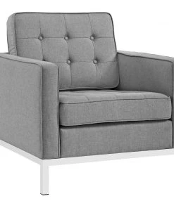 Modway Armchairs Loft Upholstered Fabric Armchair Light Gray