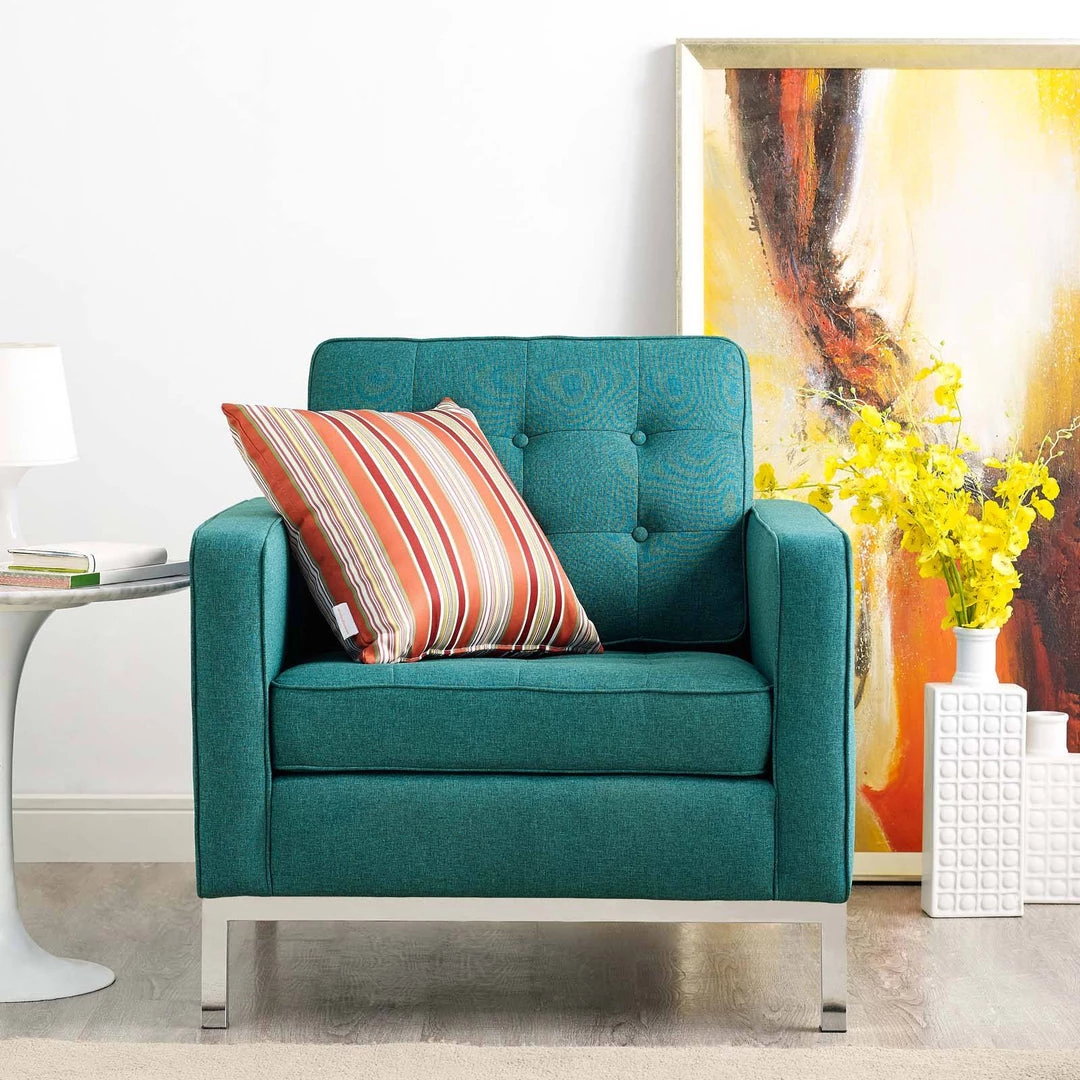 Modway Loft Upholstered Fabric Armchair Teal 5 Modway Loft Upholstered Fabric Armchair Teal