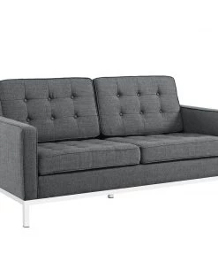 Modway Loft Upholstered Fabric Loveseat Gray Loveseats