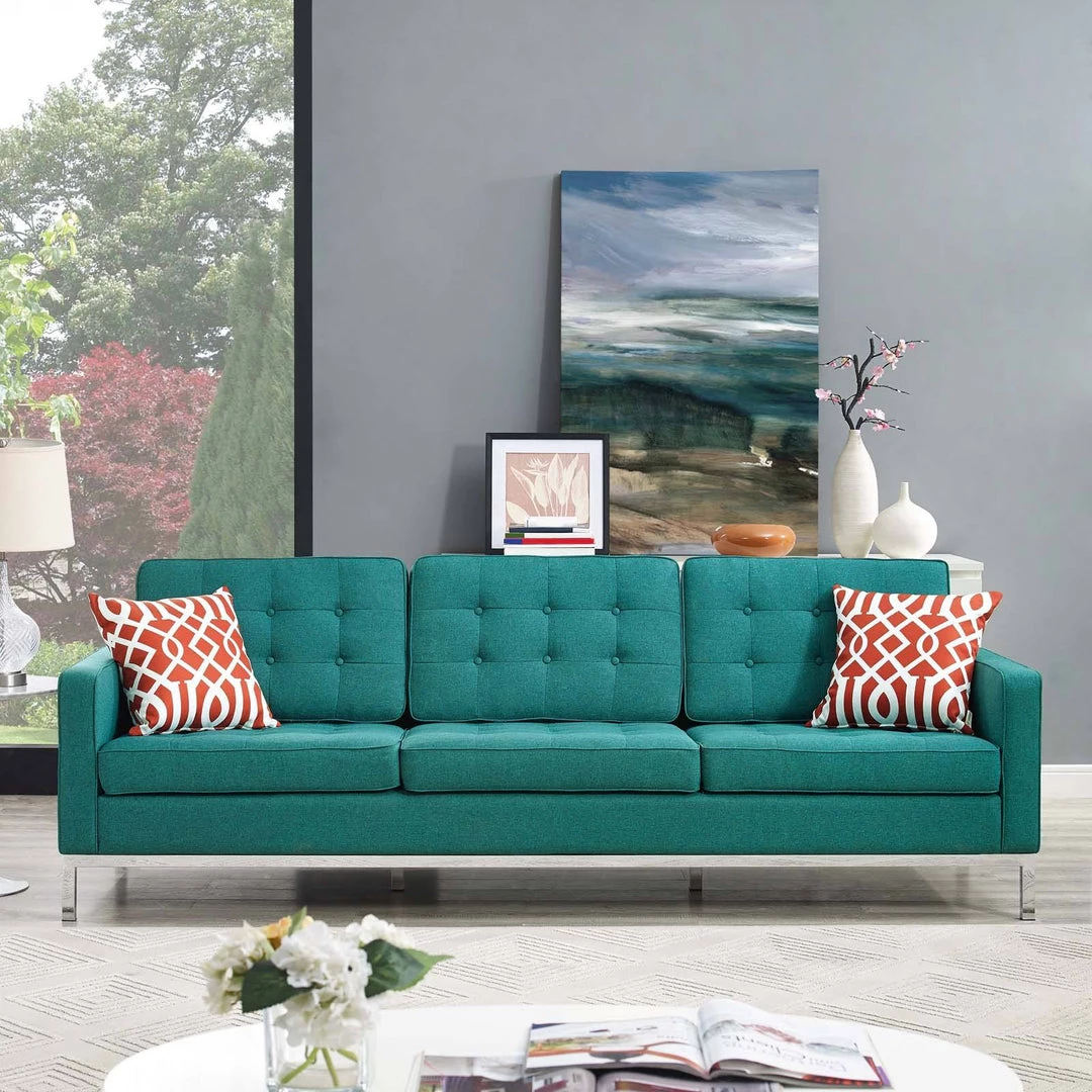 Modway Loft Upholstered Fabric Sofa Teal SOFAS 4 Modway Loft Upholstered Fabric Sofa Teal SOFAS