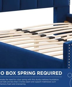 Modway Beds Lucille Queen Performance Velvet Platform Bed Navy