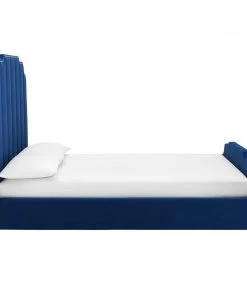 Modway Beds Lucille Queen Performance Velvet Platform Bed Navy