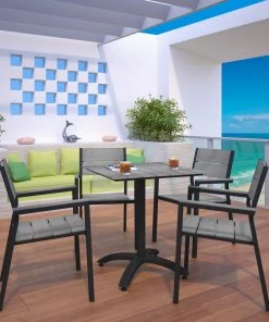 Modway Maine 5 Piece Patio Dining Set Brown Gray Outdoor Dining Sets