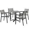 Modway Maine 5 Piece Patio Dining Set Brown Gray Outdoor Dining Sets