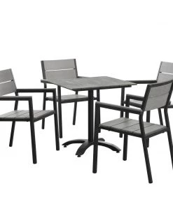 Modway Maine 5 Piece Patio Dining Set Brown Gray Outdoor Dining Sets