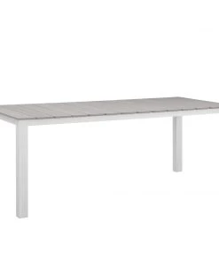 Modway Maine 80" Outdoor Patio Dining Table White Light Gray Outdoor Tables