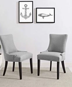 Modway Dining Chairs Mar Dining Side Chair Fabric Set Of 2 Light Gray