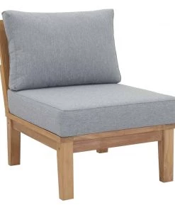 Modway Marina Armless Outdoor Patio Teak Sofa Natural Gray Outdoor Sectional