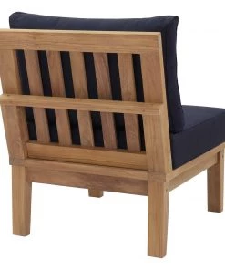 Modway Marina Armless Outdoor Patio Teak Sofa Natural Navy 10 Modway Marina Armless Outdoor Patio Teak Sofa Natural Navy