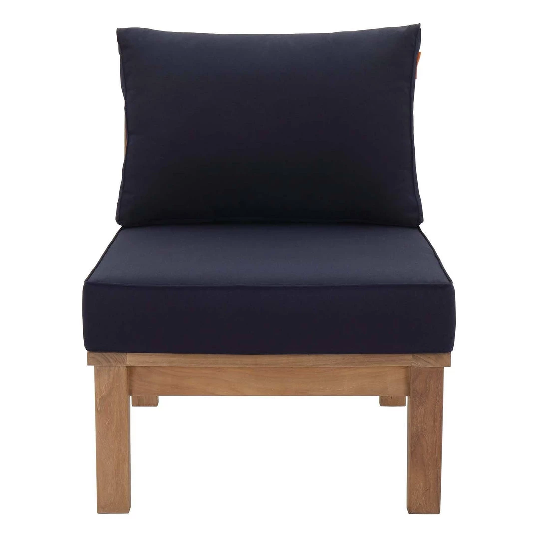 Modway Marina Armless Outdoor Patio Teak Sofa Natural Navy 4 Modway Marina Armless Outdoor Patio Teak Sofa Natural Navy