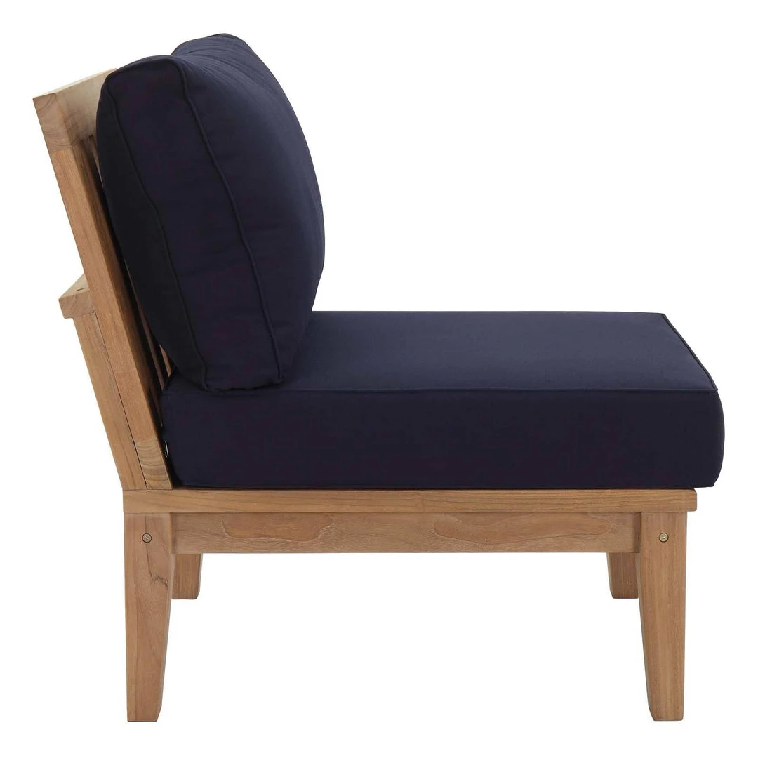 Modway Marina Armless Outdoor Patio Teak Sofa Natural Navy 2 Modway Marina Armless Outdoor Patio Teak Sofa Natural Navy