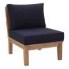 Modway Marina Armless Outdoor Patio Teak Sofa Natural Navy