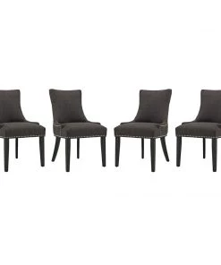 Modway Marquis Dining Chair Fabric Set Of 4 Brown Dining Chairs