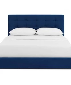 Modway McKenzie Queen Biscuit Tufted Performance Velvet Platform Bed Navy