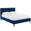 Modway McKenzie Queen Biscuit Tufted Performance Velvet Platform Bed Navy