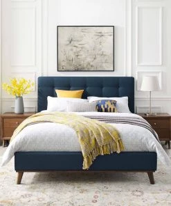Modway McKenzie Queen Biscuit Tufted Upholstered Fabric Platform Bed Blue Beds 14 Modway McKenzie Queen Biscuit Tufted Upholstered Fabric Platform Bed Blue Beds