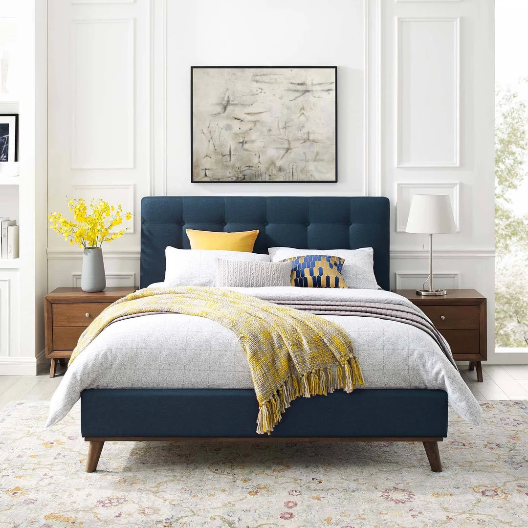 Modway McKenzie Queen Biscuit Tufted Upholstered Fabric Platform Bed Blue Beds 7 Modway McKenzie Queen Biscuit Tufted Upholstered Fabric Platform Bed Blue Beds