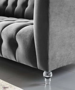 Modway SOFAS Mesmer Channel Tufted Button Performance Velvet Sofa Charcoal