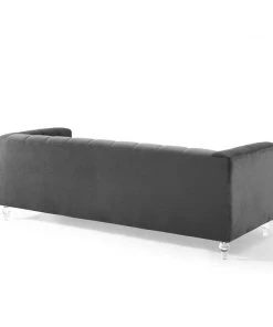 Modway SOFAS Mesmer Channel Tufted Button Performance Velvet Sofa Charcoal