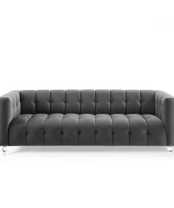 Modway SOFAS Mesmer Channel Tufted Button Performance Velvet Sofa Charcoal