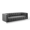 Modway SOFAS Mesmer Channel Tufted Button Performance Velvet Sofa Charcoal