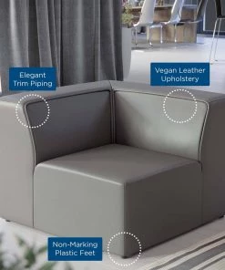 Modway Mingle Vegan Leather Corner Chair Gray 14 Modway Mingle Vegan Leather Corner Chair Gray