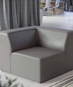 Modway Mingle Vegan Leather Corner Chair Gray 16 Modway Mingle Vegan Leather Corner Chair Gray